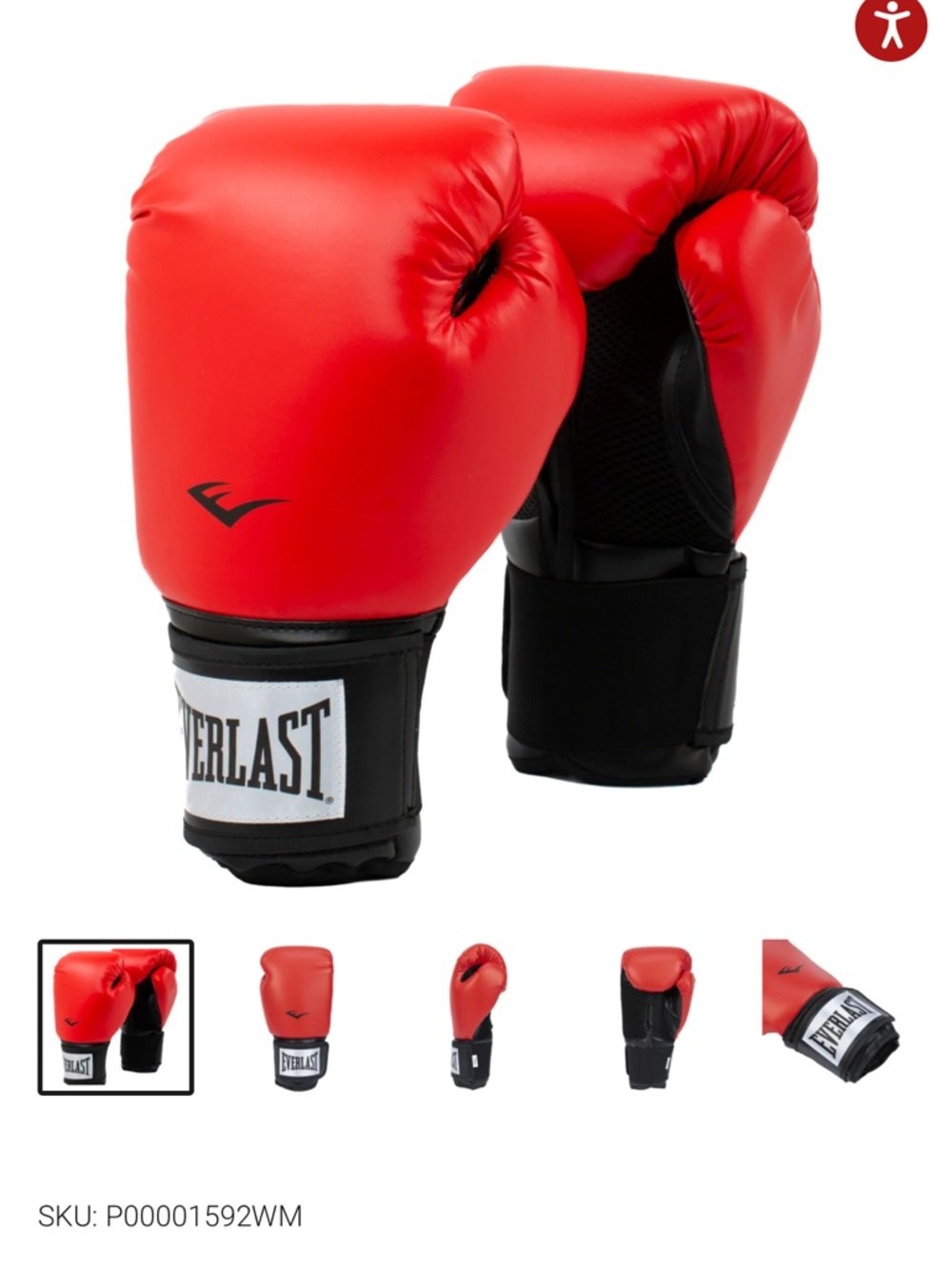 Everlast Red Training Boxing Gloves with Black Cuff